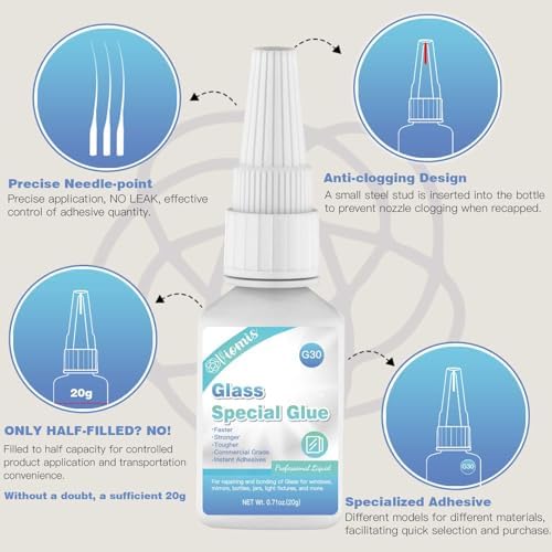 20g Glass Glue, Instant Strong Glue for Acrylic, Other Materials