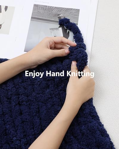 Cozyful Chunky Yarn for Hand Knitting, #9 Thick Jumbo Big Chunky Yarn for Crocheting, Super Chunky Knit Blanket Yarns, Large Chunky Chenille Yarns, 8 Pack (30 yds 8 oz Each Skein), Navy Blue