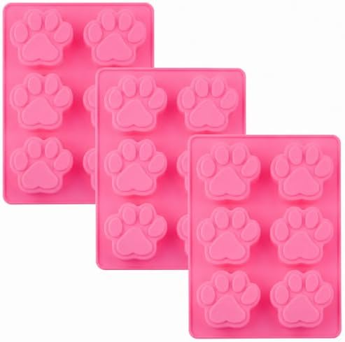Set of 3 Pack X Silicone Dog Pet Animal Paw Print Ice Cube Chocolate Soap Candle Tray Mold Party Maker