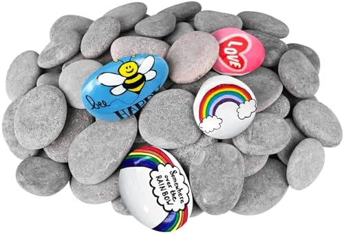 River Rocks for Painting 75 Pcs Large 2-3 Inch Flat Smooth Painting Stones Craft Rock to Paint for Kids Crafts Painting Bulk
