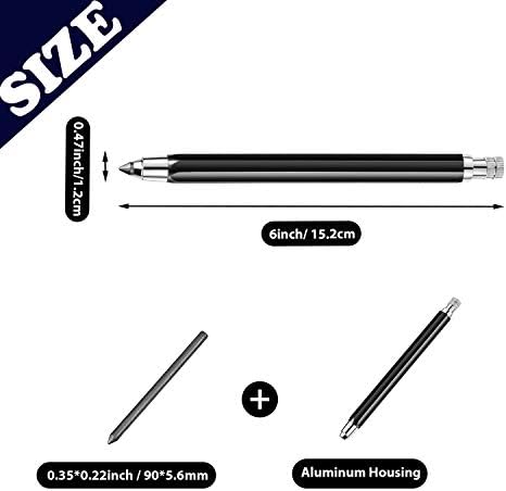 Outus 3 Pcs 5.6 mm Lead Holder Mechanical Pencils Sketch up Automatic Clutch Graphite Pencil with Built-in Sharpener Lead Pencil For Construction, Draft Drawing, Crafting, Art Sketching(Black)