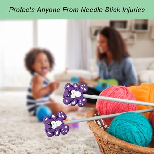 10 pcs Knitting Needle Stoppers Point Protectors Knitting Accessories and Supplies Knitting Tools Knitting Starter kit Beginner for Knitting Gifts (Purple, Size 0-5)