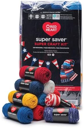 Red Heart Super Craft Kit America, Yarn for Crocheting and Knitting