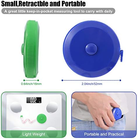 Measuring Tape Retractable, 60 Inch Soft Fabric Tape Measure for Body, Push Button Sewing Measurement Tape for Cloth Waist(3 Pack/Green Black Blue)