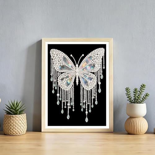 DIYBEADDOT DIY Butterfly Diamond Pearl Painting Kits for Adults,5D Diamond Art Pearl Painting Kits for Beginner, Crystal Rhinestones Diamond Painting for Home Wall Decoration Gift 12×16 inch
