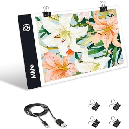 Mlife A5 Diamond Art Painting Light Board-Drawing Copy Board Light Box For Tracing, LED Light Table For Diamond Art Painting,USB Powered Ultra-Thin Light Pad For Sketching, Animation,Embroidery,Tattoo