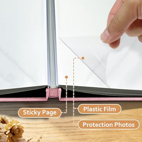 Large Photo Album 20 Sheets/ 40 Pages Self Adhesive Scrapbook Album for 4x6 5x7 8x10 Pictures DIY Photo Book as Scrapbooking Supplies, Birthday Gifts for Women Mom Wedding Baby Family Travel