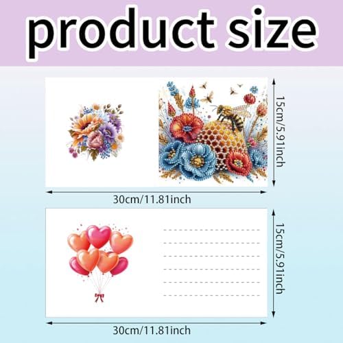 Diamond Art Cards with Envelopes–6PCS DIY Diamond Painting Greeting Cards Kit | Card Making Kit with Bling for Adults & Beginners | Birthday,Holiday & Thank You Cards (Flower Ladybug and Bee)