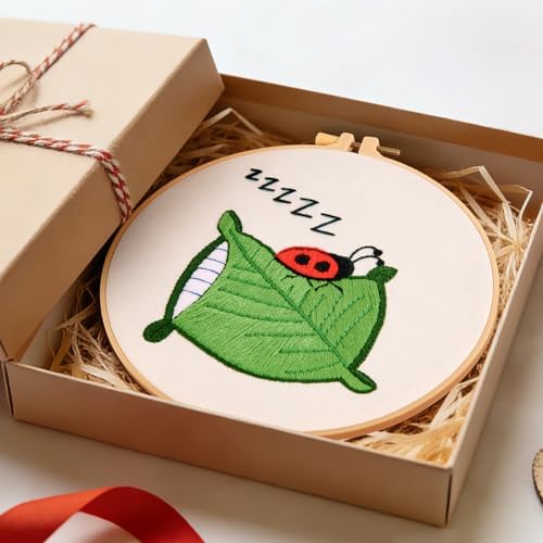 Embroidery Kits for Beginners Adults, Cute Hand Embroidery Starter Kit, Cross Stitch Kits for Beginners DIY Craft Kits for Adults Women, Entire Set of Embroidery Supplies【Full-Length Video Tutorial】