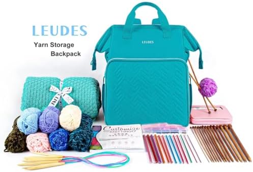 Leudes Crochet Bag Backpack for Yarn Storage Tote Travel Large Knitting Bag