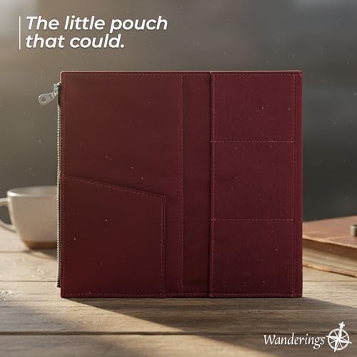 WANDERINGS Zipper Case Card Sleeve Holder Travelers Journal Accessory for Regular Size Refillable Travel Journals - 4.25" x 8.25" - 100% Cotton Fabric Planner Accessories for Standard Notebooks