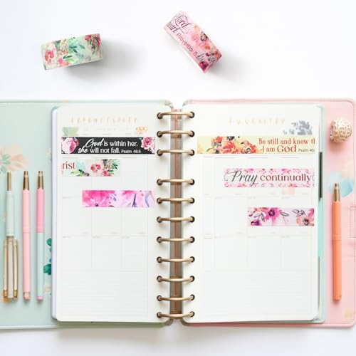 24 Rolls Christian Washi Tape Gifts, Watercolor Floral Religious