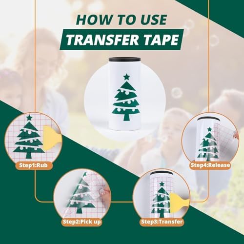 HTVRONT Transfer Tape for Vinyl, 12" x 16 FT, Red Alignment Grid