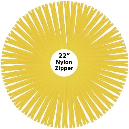 Mandala Crafts 60 Mustard Yellow Closed-End 22" Nylon Zippers for Sewing
