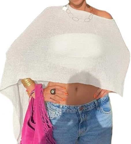 Women Sheer Poncho Shawl Top Lightweight Knit Pullover Beach Cover Up Tops