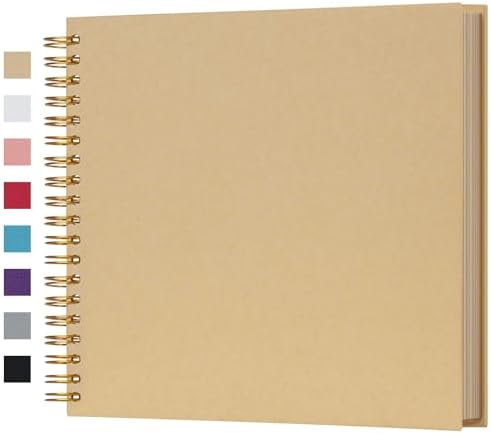 potricher 10 x 10 Inch DIY Scrapbook Photo Album 80 Pages, Yellow | Thick Kraft Paper Scrap Book Photo Albums, Memory Book for Wedding, Anniversary, Baby, Family, Travel, DIY Projects