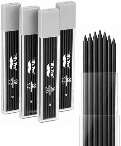 Mr. Pen- 2.0 mm Lead Refills, 48 Pack (12 per Tube), Black, 90 mm Length