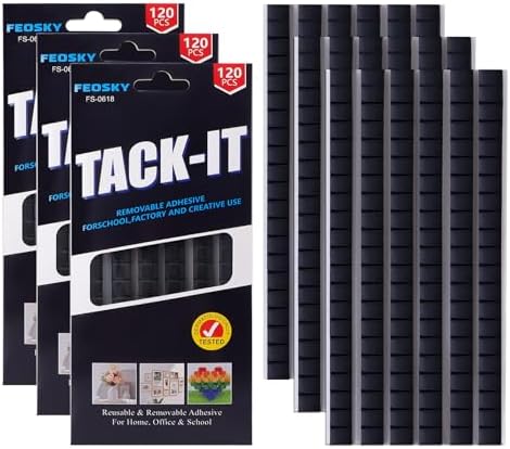 Feosky Adhesive Poster Sticky Tack Putty, Reusable and Removable Adhesive Putty, Mounting Putty for displaying Wall Paintings, Picture, Decoration, Crafts (Black, Pack of 3)