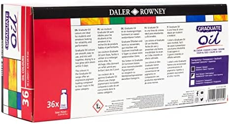 Daler Rowney Graduate 22ml Oil Paint Set, 36 Assorted Colours, High Lightfastness, Ideal for Student Artists & Hobbyists