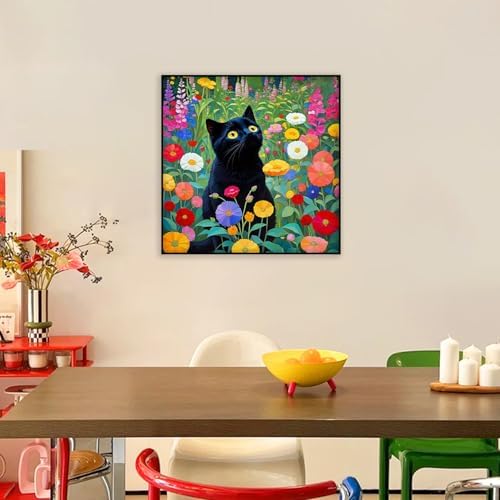 Amaieuin Paint by Numbers Adults Frame with Easel,Black Cat Paint by Number Adult,Paint by Number for Adults with Frame for Home Wall Art Decor 10x10in