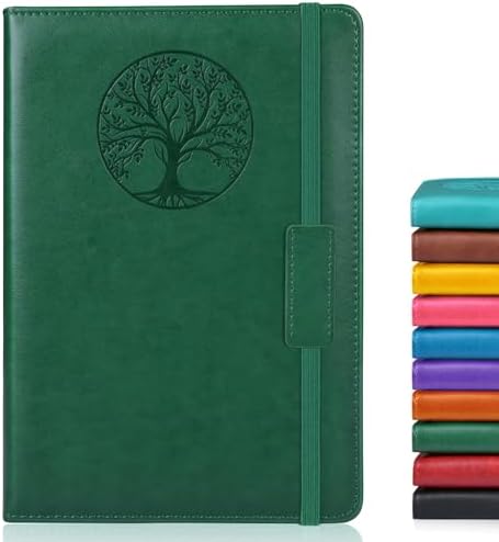 Biuwory Dotted Journal Notebook, 140 Dot Grid Pages, Medium 5.7"×8.3" | A5 Hardcover Vintage Leather Journal for Women Men, Dot Grid Paper Notebook for Work School Travel, Bullet Journaling Writing