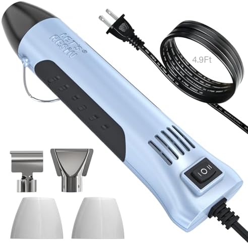 LET’S Resin Heat Gun for Resin, 350W Fast Heat Dual Temp with 4.9Ft Cable | Heat Gun for Crafting, (482°F~752°F) Hot Air Gun, Multiple Nozzles, Washable Silicone Covers, for Shrink Tubing, Vinyl Wrap