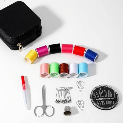 Amabro 56Pcs Travel Sewing Kit Portable Compact Emergency Needle Thread Box