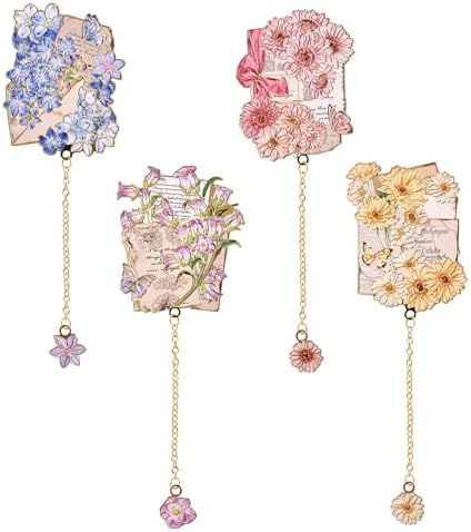 4 Pieces Metal Bookmark, Hollow Flower Book Mark for Book Lovers, Vintage Bookmarks for Reading Women, Men, Teacher, Students