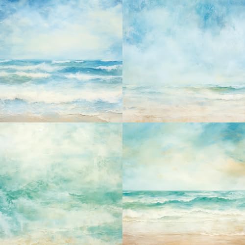 Scrapbook Paper Pad 6x6 Craft Paper Single-Sided Watercolor Seaside Background Beach Ocean Theme, Wedding, Birthday Party Decoration Sheets 24