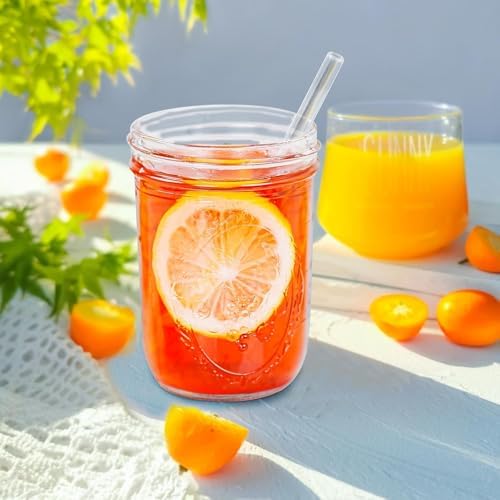 Miuyhji 16 oz Wide Mouth Glass Mason Jars with Lids, 12 Pack for Canning