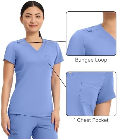 Med Couture Touch Women's Scrub Tops V-Neck Tuck-in Top with 1 Pocket