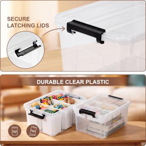 AREYZIN 17QT Clear Craft Organizers and Storage Box with Removable Tray