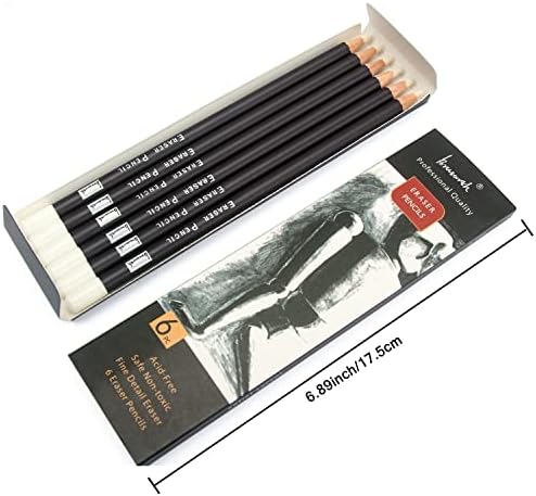 Brusarth Eraser Pencils Set - Professional 3pc Erasing Small Details or Add Highlights for Sketching, Colored Pencils, Charcoal Drawings. Fine Detail Eraser for Beginners & Artists