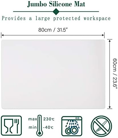 Gartful Extra Large Transparent Silicone Mat, 1.8mm Thick Heat Resistant Countertop Protector, 31.5 x 23.6 inches Silicone Sheet for Crafts Resin Jewelry Casting Mat Pad, Nonstick Table Placemat