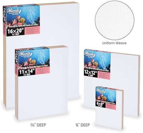 Creative Mark Mimik Recycled PET Cradled Canvas Panel 3/4" Depth - 12X12 Single Canvas - Medium-Textured Painting Board for Eco-Conscious Artists, 14.11 oz Triple-Acrylic-Primed Weight Mounted Canvas