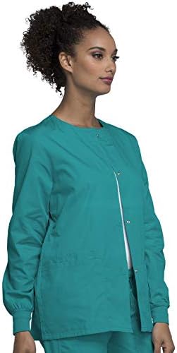 Cherokee WW Originals Scrubs Jacket for Women Snap Front 3 Pockets
