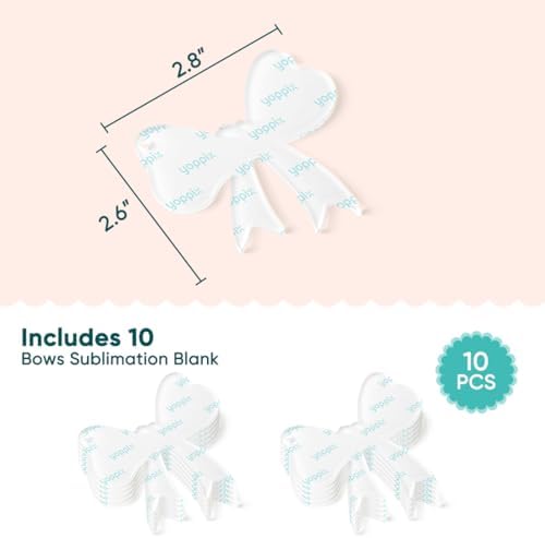 YOPPIX 10 Pcs Sublimation Bow Blanks, Sublimation Acrylic Bow Blanks Keychain for Heat Transfer Keychain Luggage Tag Baggage Handbag Travel Suitcase Tags, Home Gift Crafts Supplies