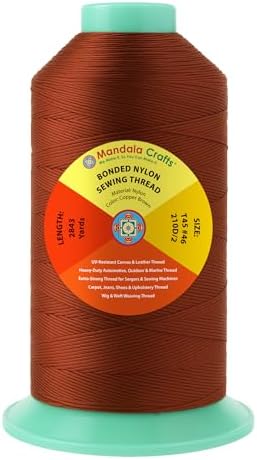 Mandala Crafts Size 46 210D T45 Copper Brown Bonded Nylon Thread, 2843 YDs