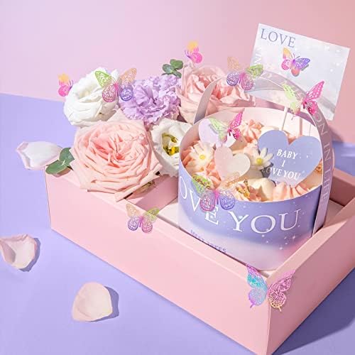 SAOROPEB 3D Butterfly Wall Decor 48 Pcs Laser Purple Butterfly Decorations | 4 Styles 3 Sizes, Birthday Decorations Butterfly Party Decorations Cake Decorations, Removable Stickers