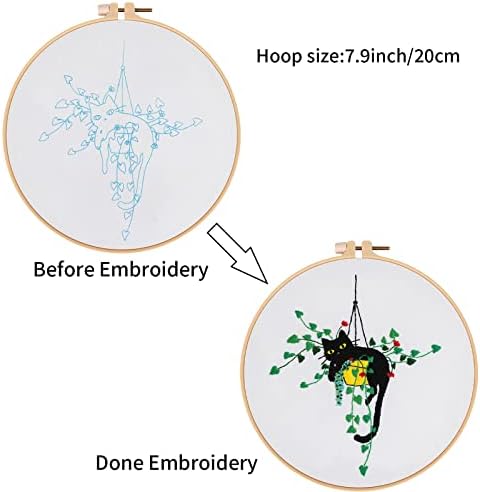 Louise Maelys Stamped Cat Embroidery Kit for Beginners Needlework