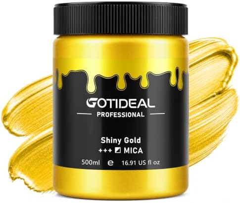 GOTIDEAL Shiny Metallic Gold Acrylic Paint, Gold Leaf Paint (500ml/16.9oz)