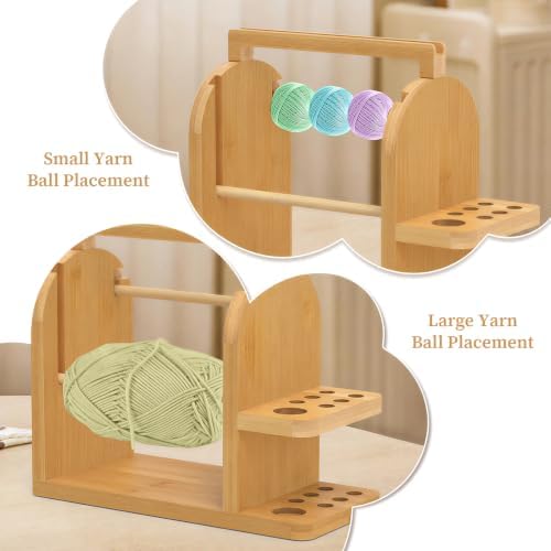 sandpaint Crochet Yarn Holder, Bamboo Wood Yarn Holder for Crocheting