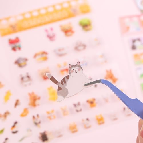 Girl's Cute Sticker Book, Cartoon Cat Theme - 700+ Cute Animal Style Foodie Stickers, for DIY Scrapbooking Journaling Handbook Decoration