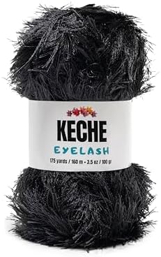 Eyelash Fun Fur Yarn - Premium Soft Crochet Yarn DIY Hand Knitting 100% Polyester 175 Yds 3.53 Oz - Black