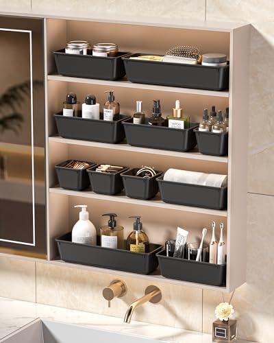 KEMETHY 25 PCS Plastic Drawer Organizers Set, 4 Sizes Vanity Organizer