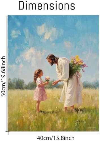 pchmcu Paint by Numbers kit for Adults,Jesus and Girl Paint by Number Acrylic Oil Painting by Numbers Kits for Beginner with Paint Brushes Art Crafts Canvas for Home Decor 16x20 inch