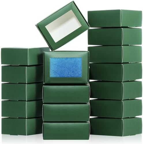 Zonon 30 Pcs Mini Kraft Soap Boxes with Window Homemade,Green
