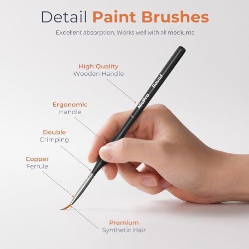 Nicpro 15 PCS Detail Paint Brushes, Miniature Paint Brushes for Detailing