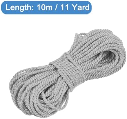 MECCANIXITY Twisted Cord Trim, 11 Yard 1.5mm 3-Ply Twine Braided Rope Shiny Thread String for Craft Gift Bag Curtain Christmas Decor, Silver Grey - 10m