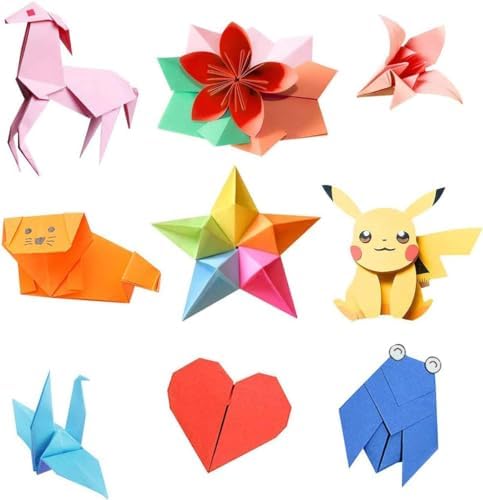 A4 Colored Origami Paper 100 Sheets - 10 Vibrant Colors Premium Craft Paper, Smooth Non-Toxic Paper for DIY Crafts, Scrapbooking, School Projects & Art Making